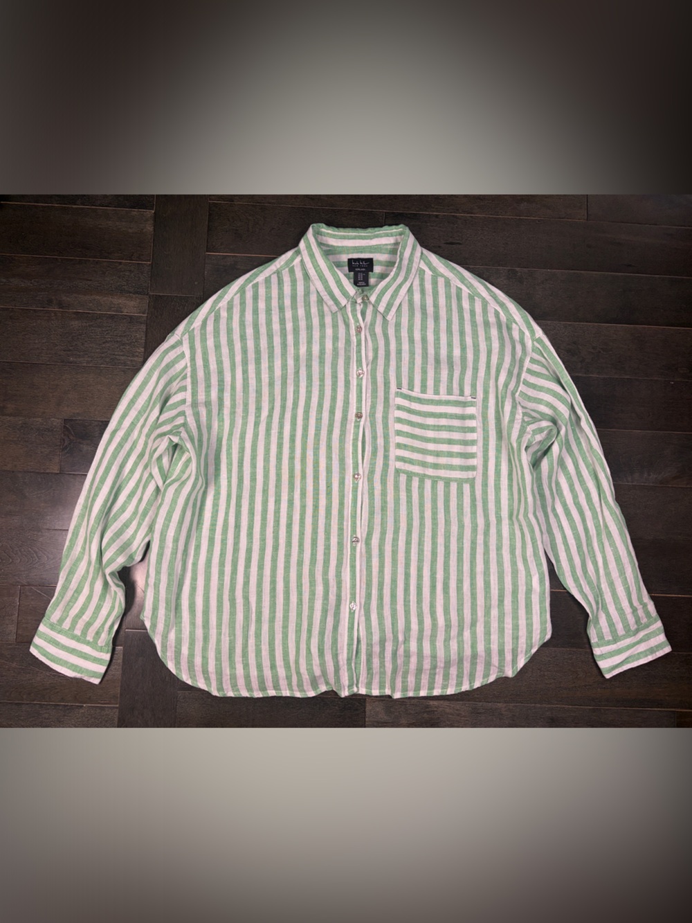 Nicole Miller New York 100% Linen Striped Button-Up Shirt – Women’s XL
